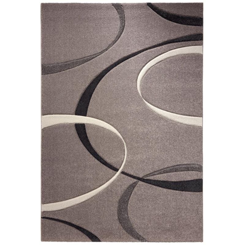 Esprit - Tapis chambre 80x150 gris rectangle tissé motif floral campus
