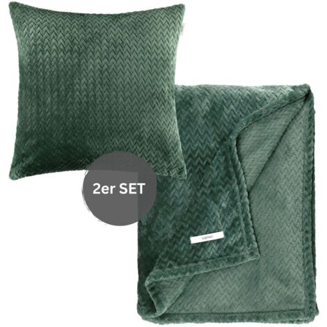 ESPRIT Couverture avec housse de coussin décorative COMFY-2 - 1 pièce 140x190 cm, vert