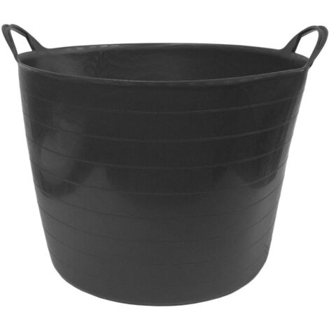 Jardin202 – Espuerta de plástico 42 litros – Asa extragrande reforzada – Polietileno reciclado – Capazo ColorFull Medium (Negro)