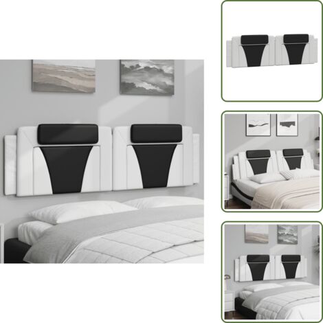 Espuma - vidaXL Cabecero de cama acolchado Viana cuero sintético blanco negro 180 cm - Diseño elegante