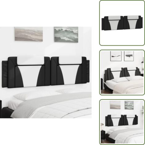 Espuma - vidaXL Cabecero de cama acolchado Viana cuero sintético negro blanco 180 cm - Diseño elegante