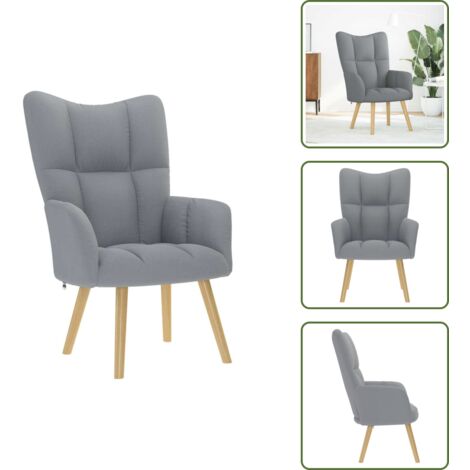 Espuma - vidaXL Sillón de relax de tela gris claro - Madera y metal