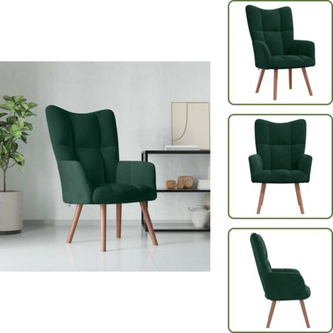 Espuma - vidaXL Sillón de relax de terciopelo verde oscuro - Acolchado