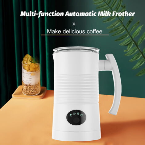 Espumador de leche con 4 funciones para leche caliente y fría, 400 W, 350 ml, con interior de acero inoxidable antiadherente.