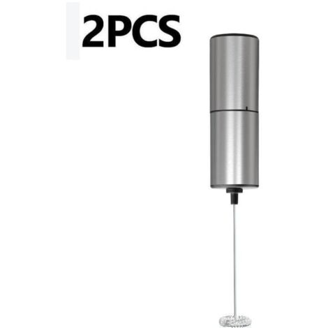 Espumador de leche eléctrico con varillas batidoras simples y triples y tubo para leche, funciona con pilas, para lattes, capuchinos y chocolate caliente.
