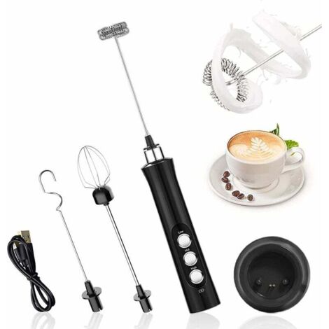 Espumador de leche eléctrico, espumador de leche recargable por USB y mini batidor eléctrico, para café, crema, capuchino, café con leche, cócteles y jugos.