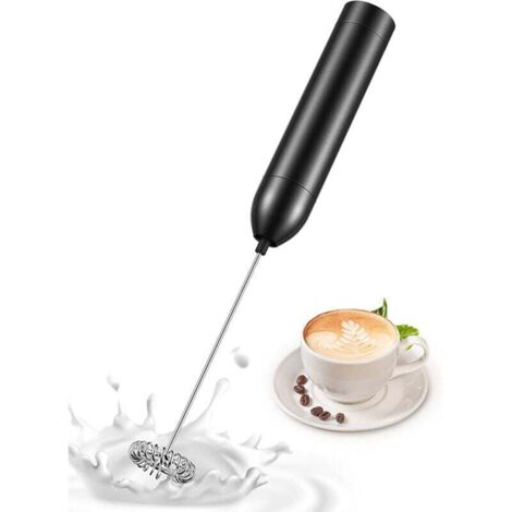 Espumador de leche eléctrico, miniespumador de leche de aleación de aluminio, manual, a batería para café, latte, capuchino y crema