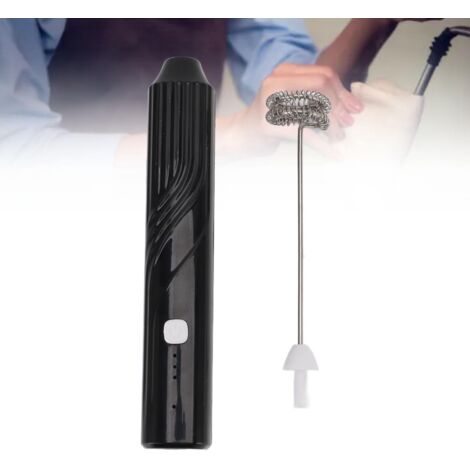 Espumador de leche eléctrico multifuncional y portátil [para obtener leche cremosa al instante] fabricado en acero inoxidable negro para café, bebidas y helados.