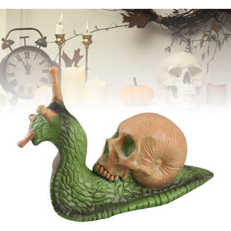 Esqueleto de caracol de resina, 10,5 x 17,5 x 12 cm, decoración para fiestas de Halloween en el hogar y el jardín.