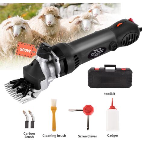 Esquiladora eléctrica de 900 W - 6 velocidades ajustables - Máx. 2800 RPM - Con estuche de transporte - 13 dientes - Esquiladora profesional para ovejas, alpacas y cabras - Color negro