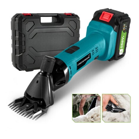 Esquiladora para Oveja Profesional 500W , Máquina Esquilar Ovejas Cabra Alpaca con 6 Ajuste de Velocidad, Cuchilla Recta de 13 Dientes,Con dos baterías y cargador