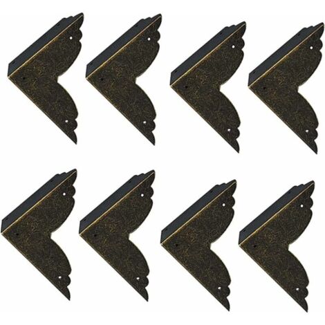 Esquinas decorativas de hierro vintage, esquinas metálicas para muebles, esquinas de bronce para muebles de madera y cajas, joyeros, bronce, 70 x 70 x 20 mm.