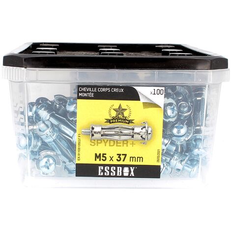 ESSBOX de 100 Chevilles Métalliques à Expansion Qualité Premium 5X37 avec Vis