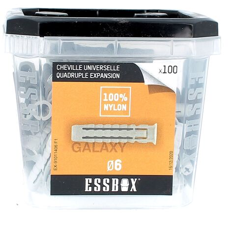 ESSBOX de 100 Chevilles Nylon Quadruple Expansion Galaxy 6