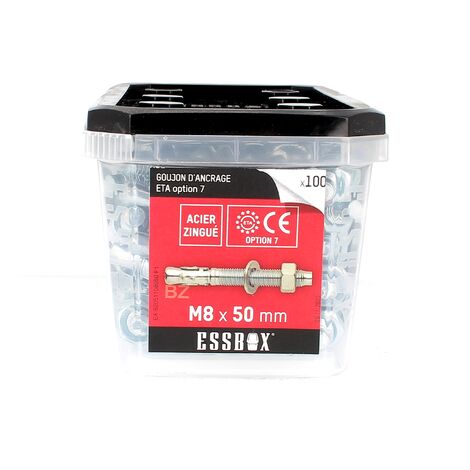 ESSBOX de 100 Goujons D'Ancrage 8X50 Acier