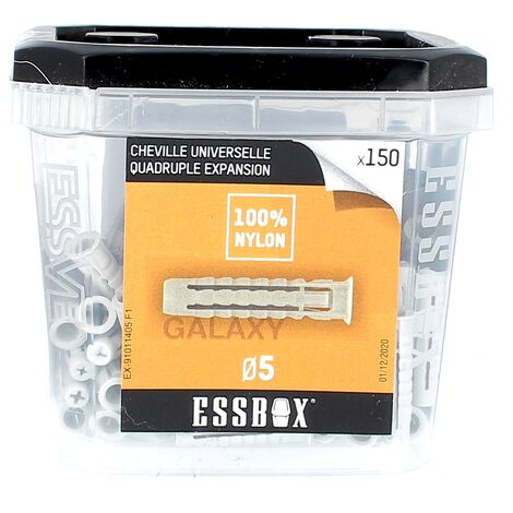 ESSBOX de 150 Chevilles Nylon Quadruple Expansion Galaxy 5
