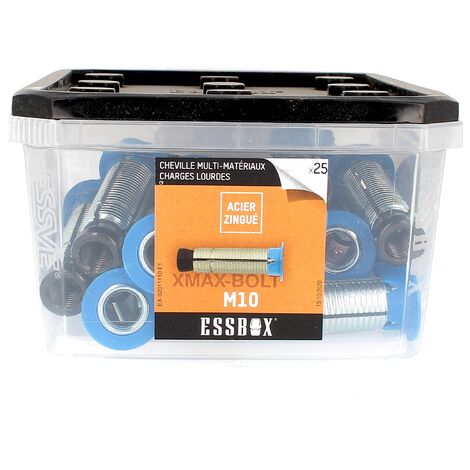 ESSBOX de 25 Chevilles à Expansion Multi-Matériaux M10 Acier
