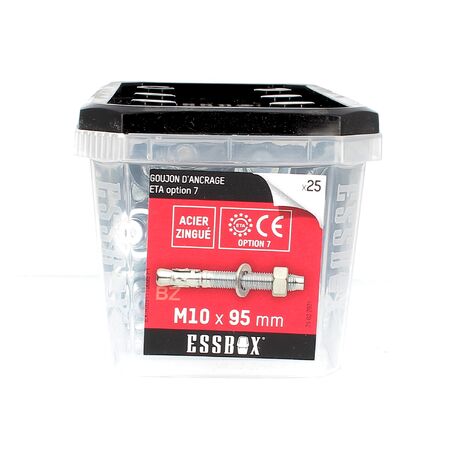 ESSBOX de 25 Goujons D'Ancrage 10X95 Acier
