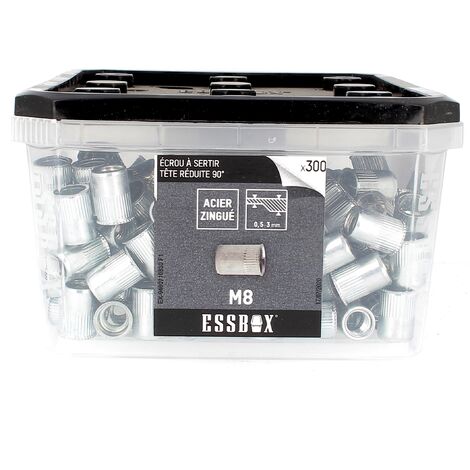 ESSBOX de 300 Ecrous Aveugles Crantés T.Reduite M8 Acier