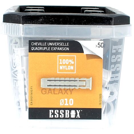 ESSBOX de 50 Chevilles Nylon Quadruple Expansion Galaxy 10