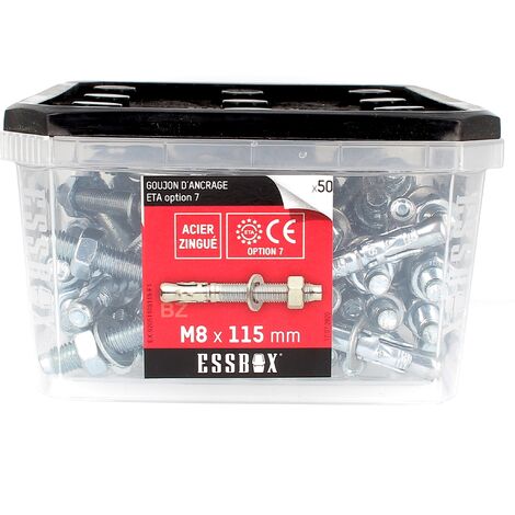 ESSBOX de 50 Goujons D'Ancrage 8X115 Acier