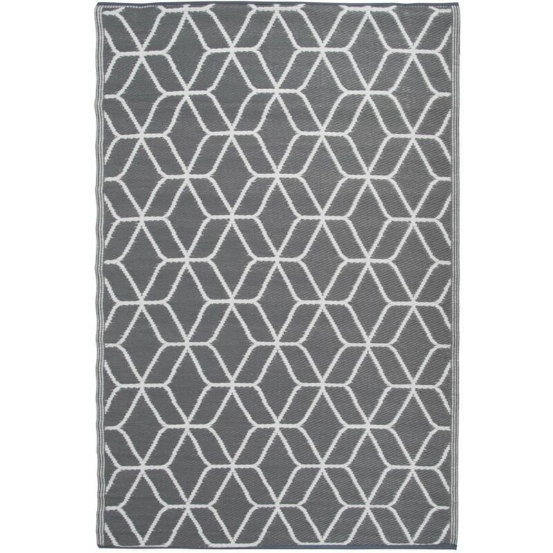 

Esschert Design Alfombra de exterior 180x121 cm gris y blanco OC25