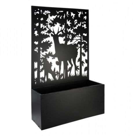 Esschert Design – Jardinière en fer avec treillis motif cerf – Hauteur 140,5 cm – Longueur 100,4 cm – Profondeur 39 cm – Pour plantes grimpantes