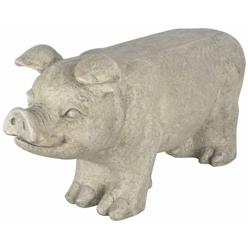 

Esschert Design Banco de piedra para jardín cerdo gris AV13