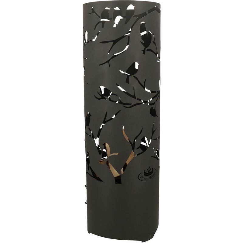 Esschert Design - Brasero cylindre découpe laser 39 x 117 cm Découpe oiseaux