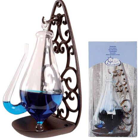 Esschert Design Barómetro de cristal con soporte de hierro 0,5 L TH31