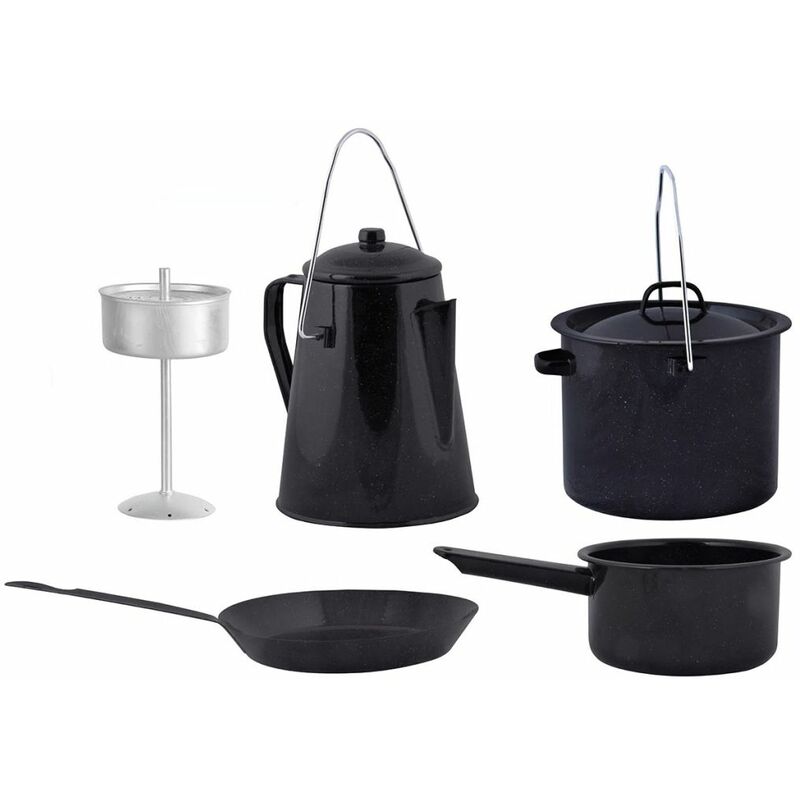 

Esschert Design Batería de cocina 4 piezas para exterior negra FF215