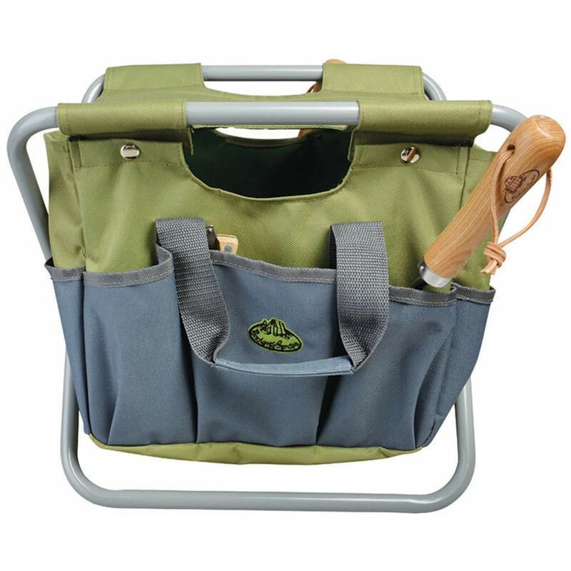 

Esschert Design Bolso de herramientas de jardín taburete gris GT85
