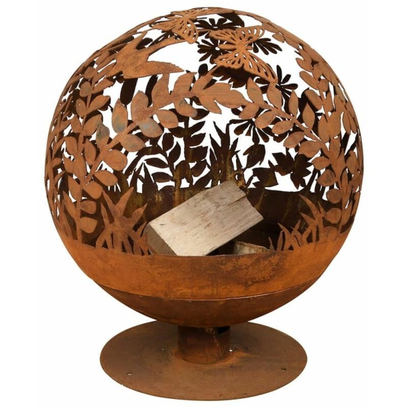 

Esschert Design Brasero con flores cortadas a láser oxidado FF294