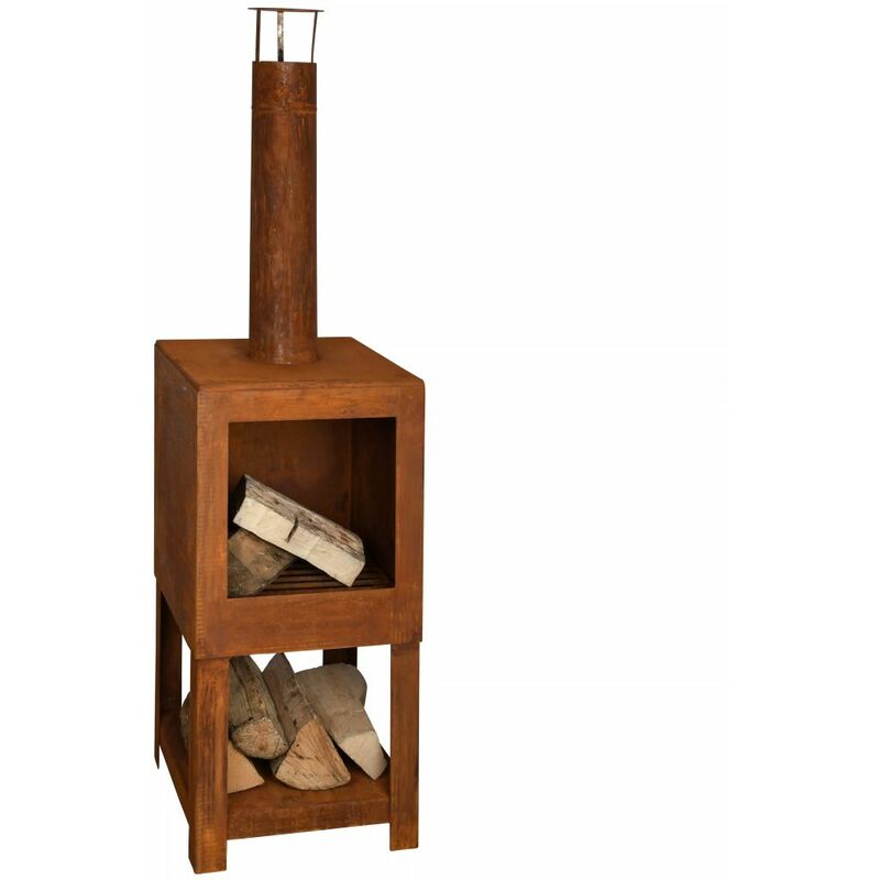 

Esschert Design Chimenea exterior con sitio para leña oxidada FF298