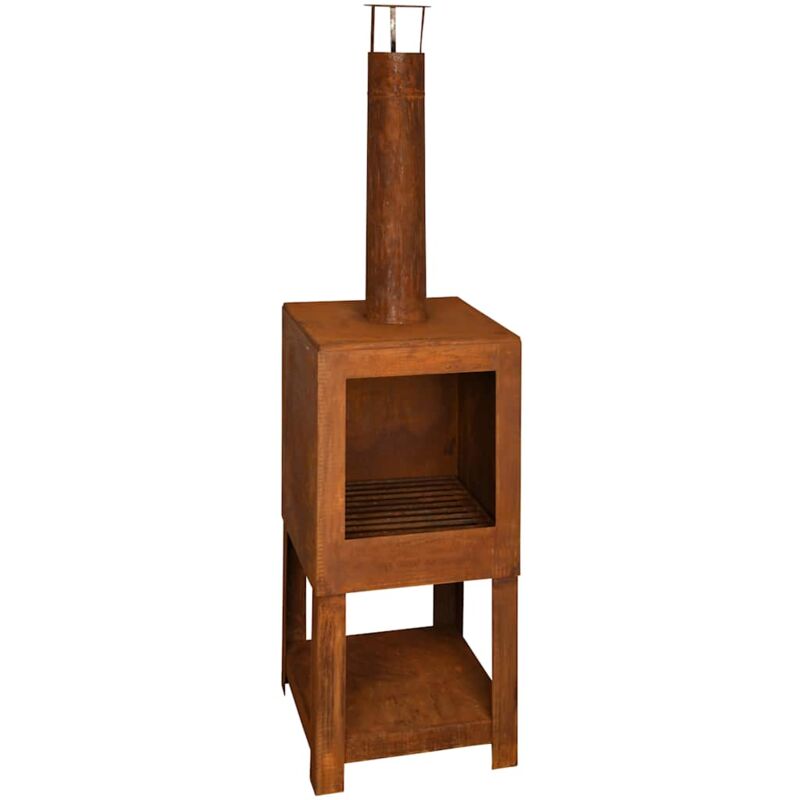 

Esschert Design Chimenea exterior con sitio para leña oxidada FF298 - Marrón