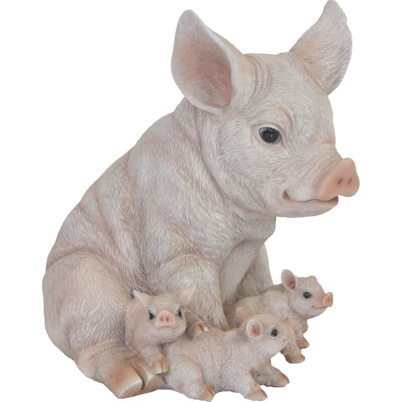 

Esschert Design Estatua de cerdo con lechones 19,4x22,3x24,3 cm