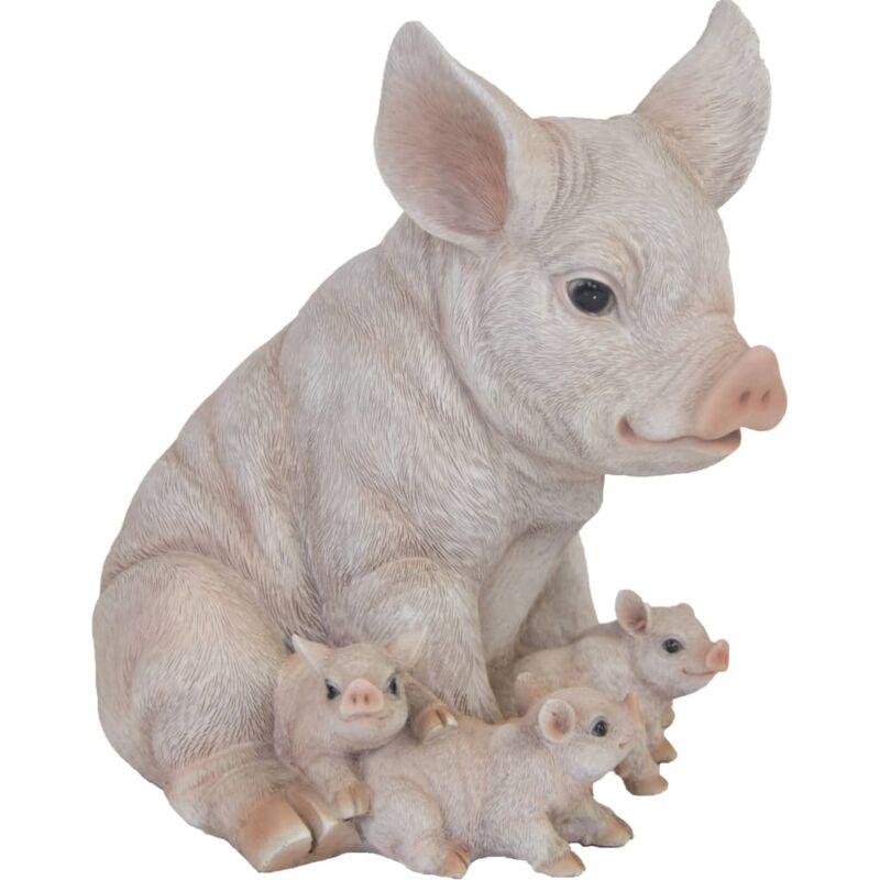 

Estatua de cerdo con lechones 19,4x22,3x24,3 cm - Rosa - Esschert Design