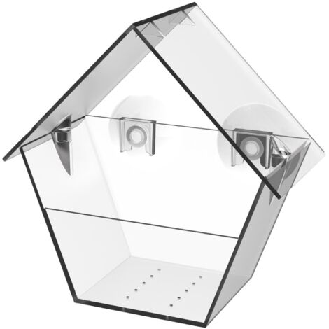 Esschert Design Fensterfutterhaus Transparent mit 2 Saugnäpfen