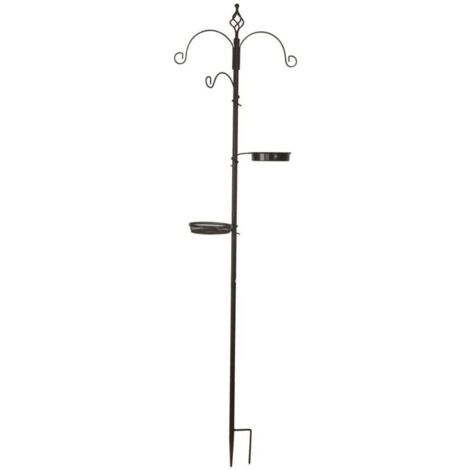 Esschert Design – Mangeoire à oiseaux multi-supports – Acier doux – 3 crochets et 2 plats – Dimensions 52x18x201 cm pour usage extérieur
