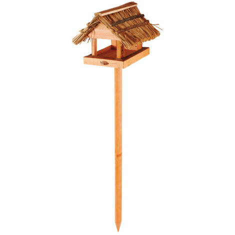 Esschert Design – Mangeoire sur pied toit de paille 113 cm – Pour petits oiseaux – Dimensions 27x29 cm – Poids 1,8 kg