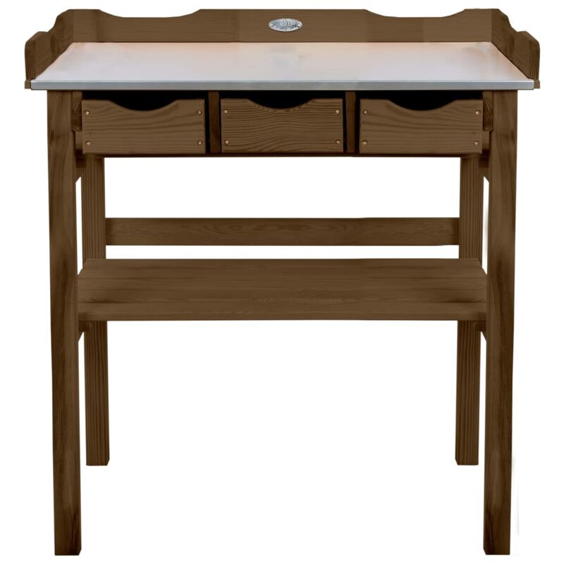 

Esschert Design Mesa para macetas con cajones marrón