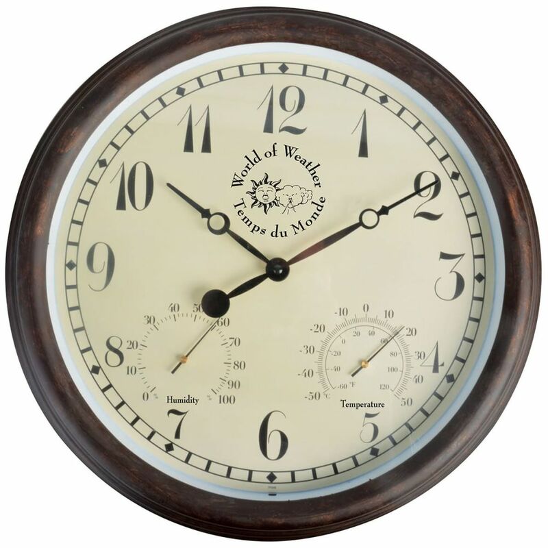 

Esschert Design Reloj con termo higrómetro 30,5 cm TF008