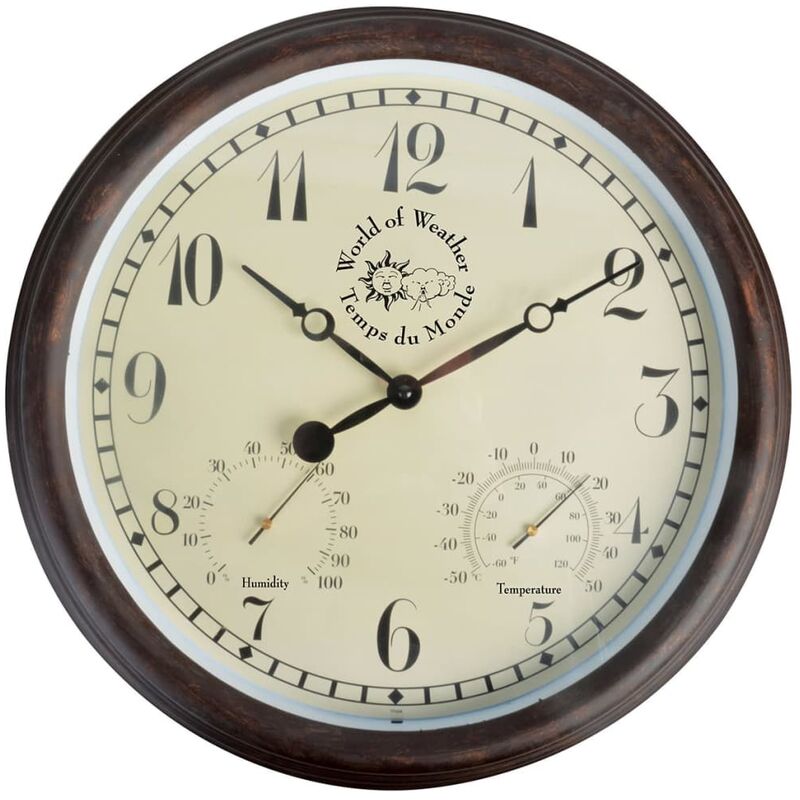 

Reloj con termo higrómetro 30,5 cm TF008 - Marrón - Esschert Design