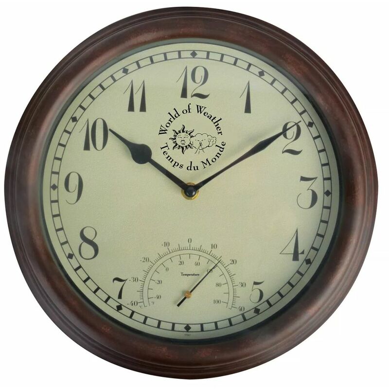 

Esschert Design Reloj de estación con termómetro 30,5 cm TF007