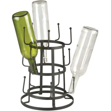 Esschert Design – Séchoir à bouteilles en acier chromé – Hauteur 35 cm, largeur 24 cm – Design hérisson pour séchage et présentation décorative
