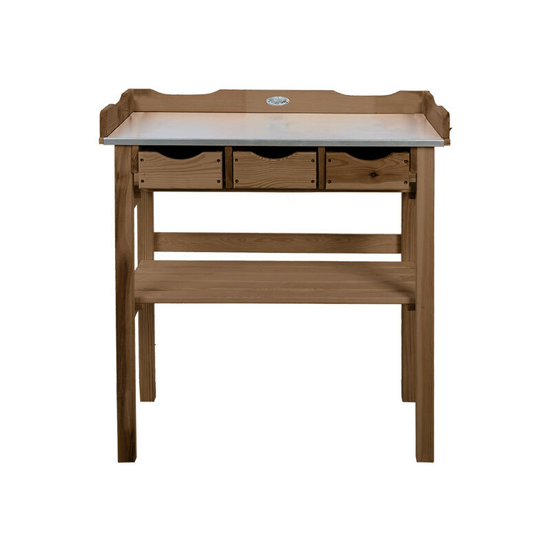 Esschert Design - Table à rempoter bois et zinc 3 tiroirs. Bois. Marque : . Réf. : NG112 - Bois