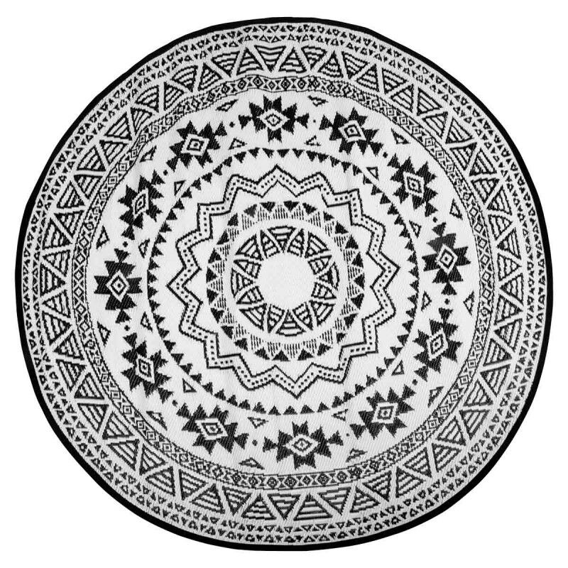 Esschert Design - Tapis de jardin réversible rond - d 180 x 0,8 cm - Motifs cercles - Livraison gratuite