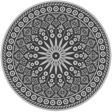Esschert Design – Tapis extérieur rond 170 cm – Polypropylène noir réversible – Motifs envoûtants pour jardin et terrasse – Facile à nettoyer
