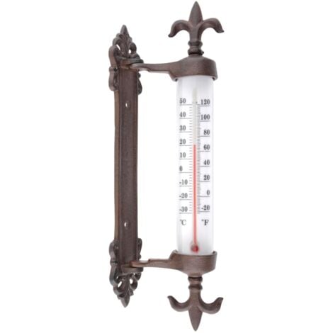 Thermomètre d'extérieur en Fonte - Degré Celsius et Fahrenheit - H 29.5 cm - Livraison gratuite