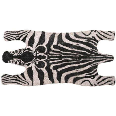 Esschert Design Türmatte mit Zebra-Motiv aus Kokosfasern, Breite 75 x Länge 38 cm, 2 cm dick, Türvorleger, Fußabstreifer, Schuhmatte aus Naturfaser